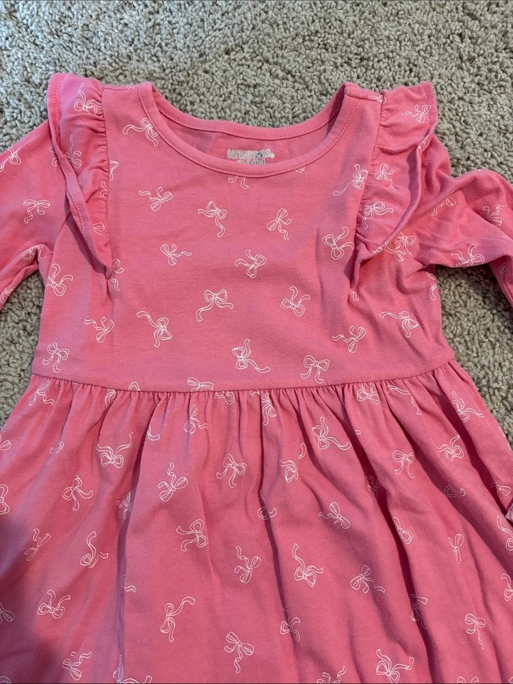 Garanimals Girls' Pink & tan Unicorn and Bow Long-Sleeve Dreses